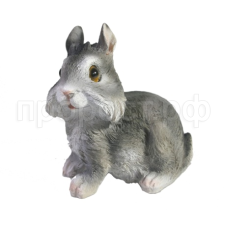 Кролик пушистый сидит серый L11W7H11,5 718227/F839