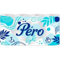 Туалетная бумага 3 слоя PERO Liqht 8 рулонов белый /12шт/0155