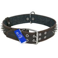 Ошейник кожа 45мм с украшением и шипами на ферте 65-70см/41141 Ошейник кожа 45мм с украшением и шипами на ферте 65-70см/41141