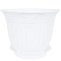 Цветочный горшок Виноград 1,6л белый с поддоном 5PL0142  Цветочный горшок Виноград 1,6л белый с поддоном 5PL0142