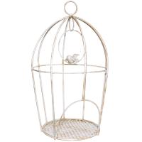 Клетка с птицей садовый декор РЗДИ белый антик/1шт