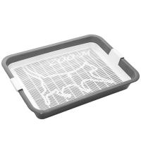 Туалет д/кошек Zoo-M большой с сеткой 40*26*6,5см серый/2915сер/Дарэлл