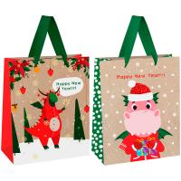 Пакет подарочный 26*32*12см "Год Дракона"  крафт микс MESHU/MS_51803/MS_51807/Рельеф Пакет подарочный 26*32*12см "Год Дракона"  крафт микс MESHU/MS_51803/MS_51807/Рельеф