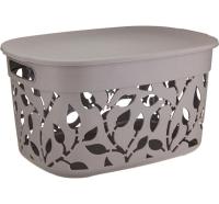 Коробка д/хранения ФЛОРА 12л французский серый с крышкой М2363 /6шт/М-пласт 