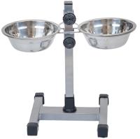 Миска метал на регулируемой подставке ЭКО нержавеющая стальная 40см 2*0,7л/1282/Дарэлл