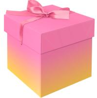 Коробка складная подарочная "Duotone. Pink-Orange gradient" (15*15*15см) с лентой MESHU /Рельеф Коробка складная подарочная "Duotone. Pink-Orange gradient" (15*15*15см) с лентой MESHU /Рельеф