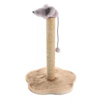 Когтеточка ЧИП столбик с мышью джутовый 35*35*55 бежевый/8320/Дарэлл