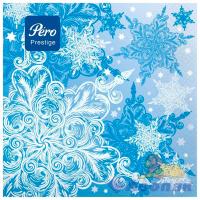 Салфетки бумажные НГ 3 слоя Pero Prestiqe 33*33см Снежный вальс 20л 4290 /12шт/