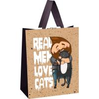 Пакет подарочный 18*23*10см "Real men" выб. лак крафт MESHU /Рельеф