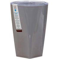 Кашпо Грейс 12,5*18см 1,3л серый шёлк с вставкой/12шт/ДТ