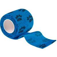 Бинт(бандаж) VETЗАБОТА самофиксирующийся синий с лапками 7,5см*4,5м/ 