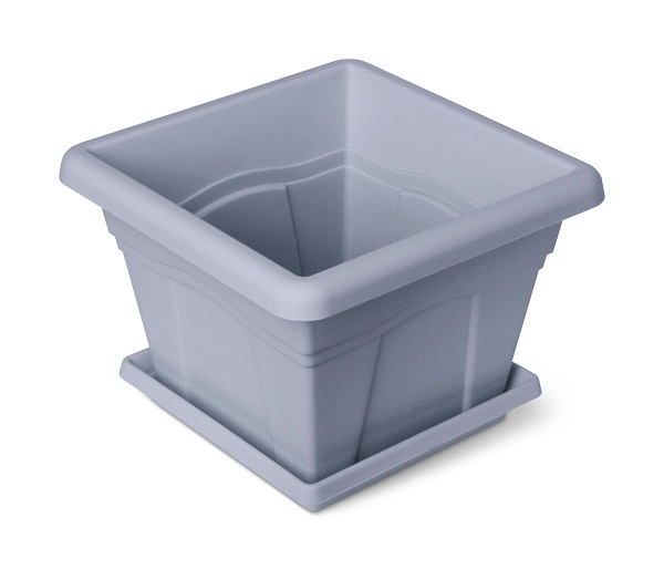 Кашпо Квадро 12,2л серый с под. 32см С165СЕР /8шт/Мартика