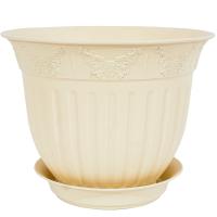 Цветочный горшок Виноград 1,6л кремовый с поддоном 5PL0144  Цветочный горшок Виноград 1,6л кремовый с поддоном 5PL0144