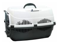 Переноска Спутник №2 ZooM с метал дверцей+наплечный ремень+мис до12кг 33*49*32см сер-бел/4094/