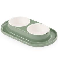 Миска двойная пластик 0,3л Юта д/животных на подставке/9шт/М9043