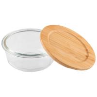 Контейнер Bambu 0,4л жаропр стекла крышка бамбук 106023 /24шт/ Leonord