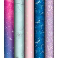 Упаковочная бумага 70*100см "Brilliant effect" 90г/м2 глянц. отд. фольгой MESHU/MS_55008/Рельеф