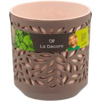 Кашпо Листья 1,25л мокачино с пудра вставкой КШ-2083 /27шт/ПП 