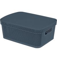 Корзина д/хранения Ajur 11л c крышкой прямоуг. космический серый KL4115 /14шт/ПР