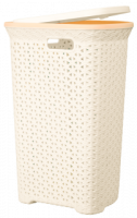 Корзина д/белья Плетенка 55л угловая с крышкой слоновая кость 16021 /5шт/Арз