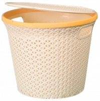 Корзина д/белья Плетенка 20л круглая с крышкой слоновая кость 16024 /5шт/Арз