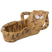 Кашпо Тигр на спинке необычное терракотовое 0,5л 118-158