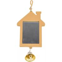 Игрушка д/птиц Zoo-M Зеркало Избушка с колокольчиком блистер бежевое/5007/Дарэлл