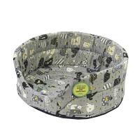 Лежанка овальная стеганая поролоновая хлопок Коты МИКС 52*46*20см/DONBARON