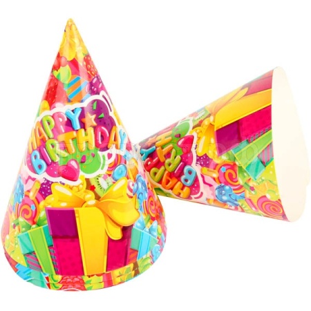 Набор колпаков праздничных (6шт) 007151/200шт/Волшебная страна