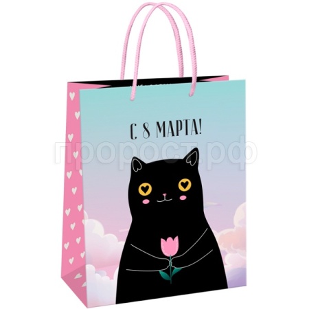 Пакет подарочный 11*14*6,5см "Black cat" глянцевая ламинация MESHU/Рельеф Пакет подарочный 11*14*6,5см "Black cat" глянцевая ламинация MESHU/Рельеф