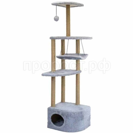Когтеточка Комплекс Башня угловая с гамаком джут 48*48*h171см серый/8370сер/Дарэлл Когтеточка Комплекс Башня угловая с гамаком джут 48*48*h171см серый/8370сер/Дарэлл