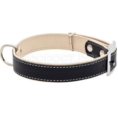 Ошейник кожа 25мм BEST двойной с подворотом 31-41см черный/10225400-07/Каскад Ошейник кожа 25мм BEST двойной с подворотом 31-41см черный/10225400-07/Каскад