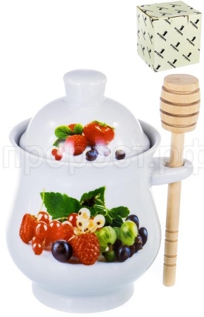 Баночка для меда с ложкой Ягоды 102-05073  Баночка для меда с ложкой Ягоды 102-05073