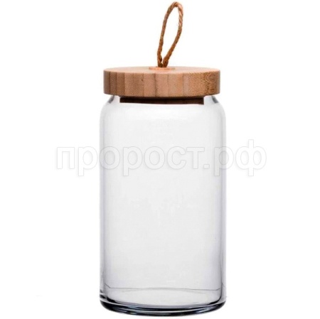Банка стеклянная 1130мл с бамбук крышкой ВУДИ /43593SLB 