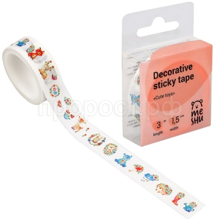 Клейкая лента декоративная 1,5см*3м MESHU "Cute toys" /MS_36881/Рельеф Клейкая лента декоративная 1,5см*3м MESHU "Cute toys" /MS_36881/Рельеф