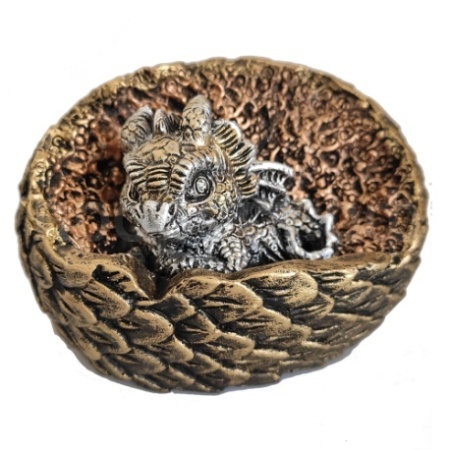 Фигура Копилка Дракон в яйце (золото+серебро) L11,5W10H10 716392/SK234