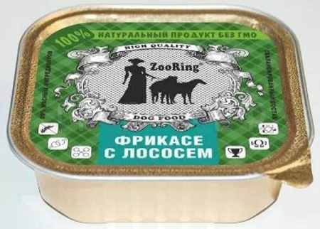 Собаки ZooRing д/всех пород собак желе фрикасе с лососем ж/б 100гр/16шт/63711