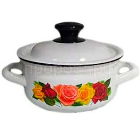 Кастрюля 1,5л эмаль цил. борт. белая с рис. 41704-082/6-У4 /4шт/Керчь  
