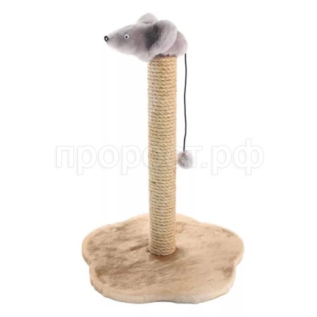 Когтеточка ЧИП столбик с мышью джутовый 35*35*55 бежевый/8320/Дарэлл