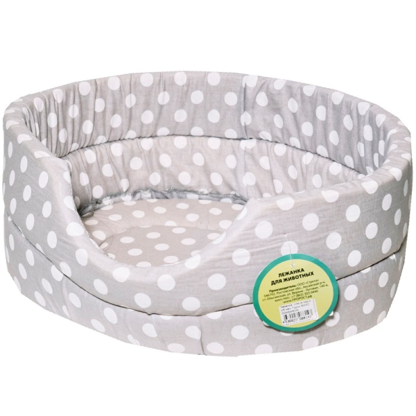 Лежанка овальная стеганая поролоновая хлопок Горох МИКС 42*34*18см/DONBARON Лежанка овальная стеганая поролоновая хлопок Горох МИКС 42*34*18см/DONBARON