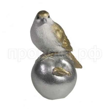 Фигура Птичка на яблоке (золото+серебро) L6,5W8H12,5 715286/D093