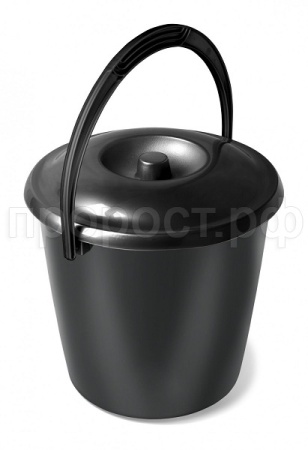 Ведро Соло 10л с крышкой хозяйственное черный С462К /12шт/Мартика