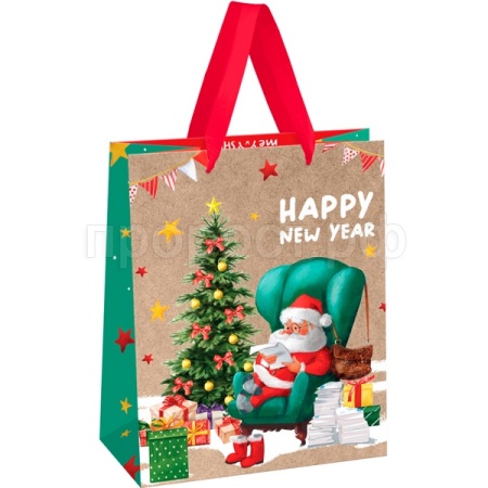 Пакет подарочный 18*23*10см "Santa" крафт MESHU/MS_61637/Рельеф Пакет подарочный 18*23*10см "Santa" крафт MESHU/MS_61637/Рельеф