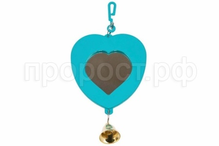 Игрушка для птиц Зеркало Сердечко с колокольчиком Игрушка для птиц Зеркало Сердечко с колокольчиком