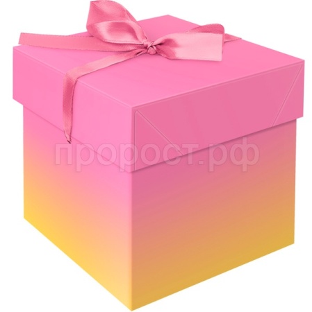 Коробка складная подарочная "Duotone. Pink-Orange gradient" (15*15*15см) с лентой MESHU /Рельеф Коробка складная подарочная "Duotone. Pink-Orange gradient" (15*15*15см) с лентой MESHU /Рельеф