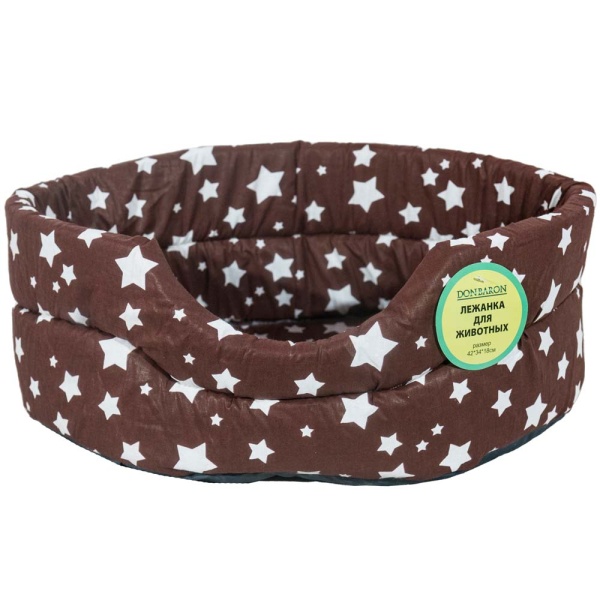 Лежанка овальная стеганая поролоновая хлопок Звезды МИКС 42*34*18см/DONBARON Лежанка овальная стеганая поролоновая хлопок Звезды МИКС 42*34*18см/DONBARON