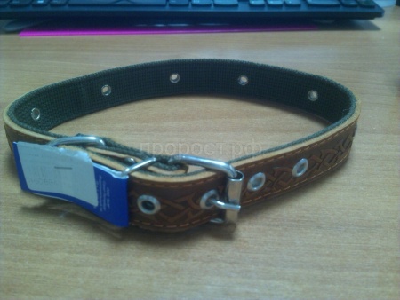 Ошейник кожа+брезент 25мм 2-х слойный безразмерный 55-60см/40731 Ошейник кожа+брезент 25мм 2-х слойный безразмерный 55-60см/40731