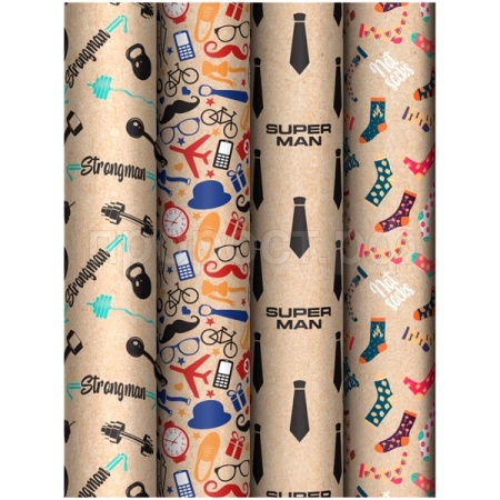 Упаковочная бумага 70*100см "Super Man" 70г/м2 ассорти 4 дизайна MESHU /372635/Рельеф Упаковочная бумага 70*100см "Super Man" 70г/м2 ассорти 4 дизайна MESHU /372635/Рельеф