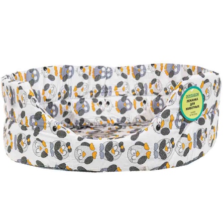 Лежанка овальная стеганая поролоновая хлопок ЗОО МИКС 52*46*20см/DONBARON Лежанка овальная стеганая поролоновая хлопок ЗОО МИКС 52*46*20см/DONBARON