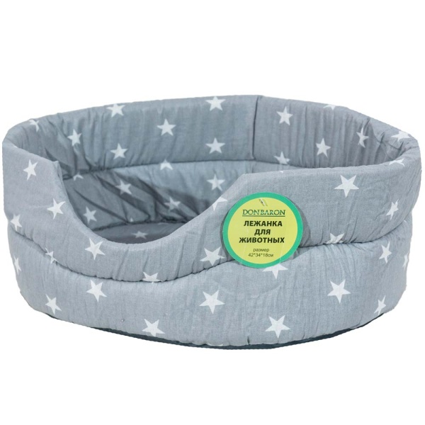Лежанка овальная стеганая поролоновая хлопок Звезды МИКС 42*34*18см/DONBARON Лежанка овальная стеганая поролоновая хлопок Звезды МИКС 42*34*18см/DONBARON